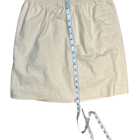 J.Crew Linen Blend Mini Skirt Beige Size 8 Pull-On Elastic Waist Casual - Picture 3 of 5